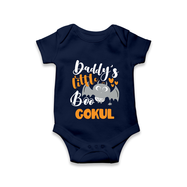Daddy's Little Boo Bat Print Baby Romper   - NAVY BLUE - New Born (Chest 14")
