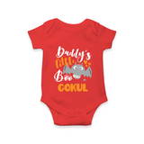 Daddy's Little Boo Bat Print Baby Romper   - RED - New Born (Chest 14")