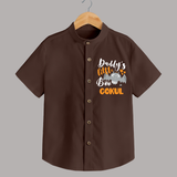 Daddy's Little Boo Bat Print Baby Kids Shirt  - CHOCOLATE BROWN - 0 - 6 Months Old (Chest 23")