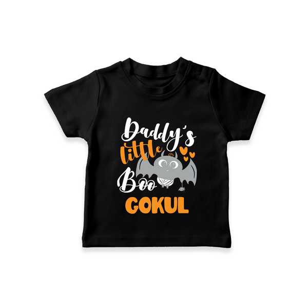 Daddy's Little Boo Bat Print Baby Tshirt  - BLACK - 0-5 Months Old (Chest 17")