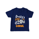 Daddy's Little Boo Bat Print Baby Tshirt  - NAVY BLUE - 0-5 Months Old (Chest 17")