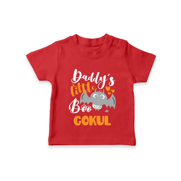 Daddy's Little Boo Bat Print Baby Tshirt  - RED - 0-5 Months Old (Chest 17")