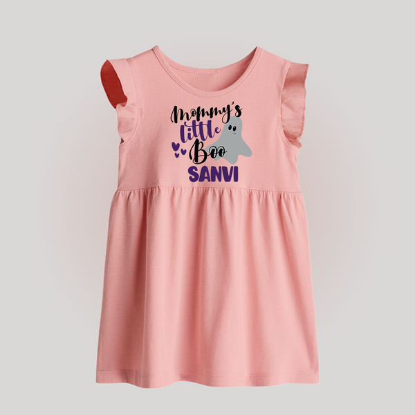 Mommy's Little Boo Ghost Print Baby Baby Frock  - BABY PINK - 0 - 3 Months Old (Chest 17")