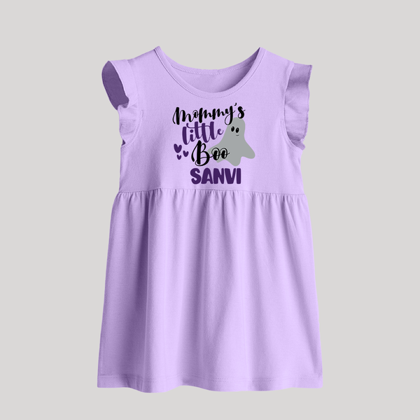 Mommy's Little Boo Ghost Print Baby Baby Frock  - LILAC - 0 - 3 Months Old (Chest 17")