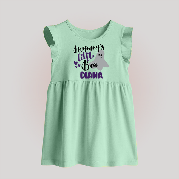 Mommy's Little Boo Baby Frock | Personalized Baby Frock for Festival Celebration - MINT GREEN - 0 - 3 Months Old (Chest 17")