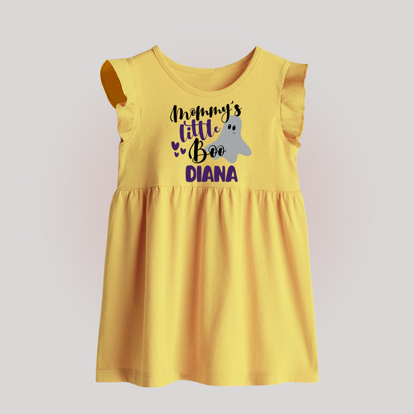 Mommy's Little Boo Baby Frock | Personalized Baby Frock for Festival Celebration - PASTEL YELLOW - 0 - 3 Months Old (Chest 17")