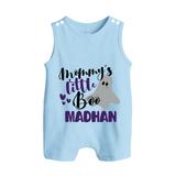 Mommy's Little Boo Ghost Print Baby Button Romper  - BABY BLUE - New Born (Chest 18")