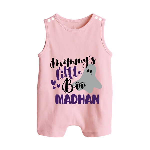 Mommy's Little Boo Ghost Print Baby Button Romper  - BABY PINK - New Born (Chest 18")