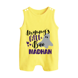 Mommy's Little Boo Ghost Print Baby Button Romper  - PASTEL YELLOW - New Born (Chest 18")