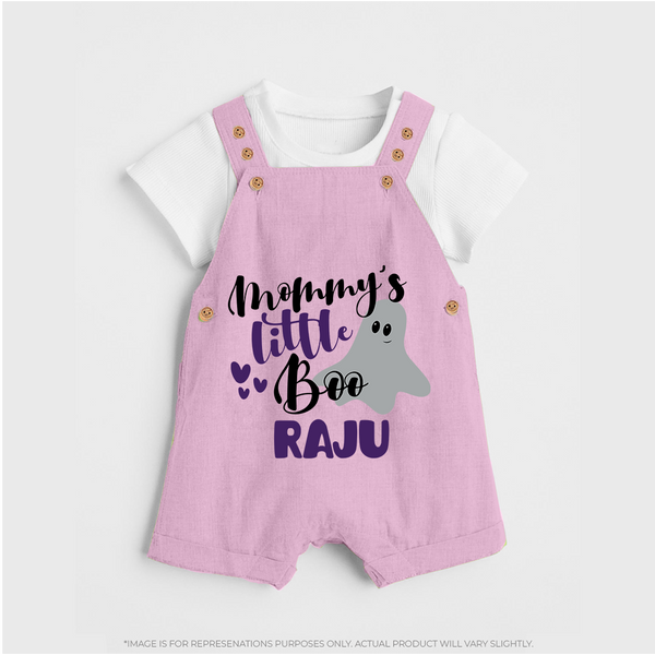 Mommy's Little Boo Dungaree Set | Personalized Baby Dungaree Set for Festival Celebration - BABY PINK - 0 - 5 Months Old (Chest 18")