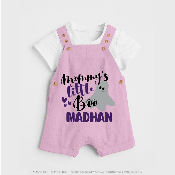 Mommy's Little Boo Ghost Print Baby Dungaree  - BABY PINK - 0 - 5 Months Old (Chest 18")