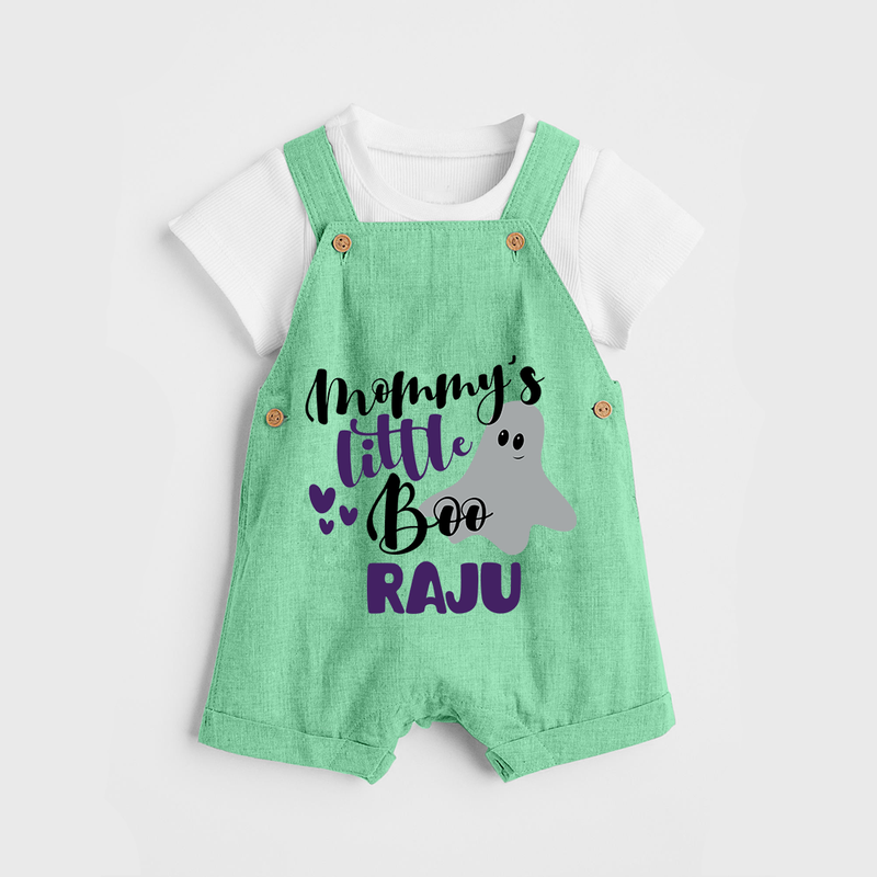 Mommy's Little Boo Dungaree Set | Personalized Baby Dungaree Set for Festival Celebration - GREEN - 0 - 5 Months Old (Chest 18")