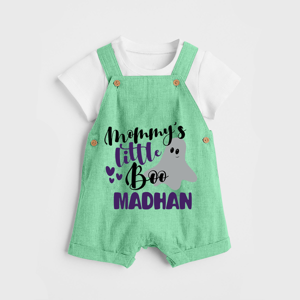 Mommy's Little Boo Ghost Print Baby Dungaree  - GREEN - 0 - 5 Months Old (Chest 18")