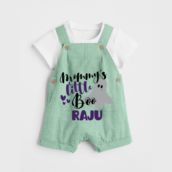 Mommy's Little Boo Dungaree Set | Personalized Baby Dungaree Set for Festival Celebration - MINT GREEN - 0 - 5 Months Old (Chest 18")