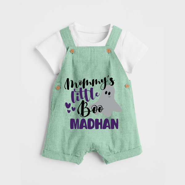 Mommy's Little Boo Ghost Print Baby Dungaree  - MINT GREEN - 0 - 5 Months Old (Chest 18")