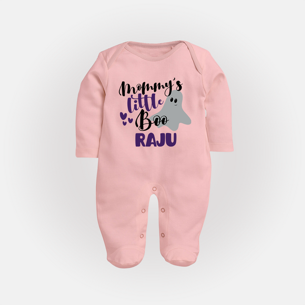 Mommy's Little Boo Sleep Suit | Personalized Baby Sleep Suit for Festival Celebration - BABY PINK - New Born (Chest 7.5")