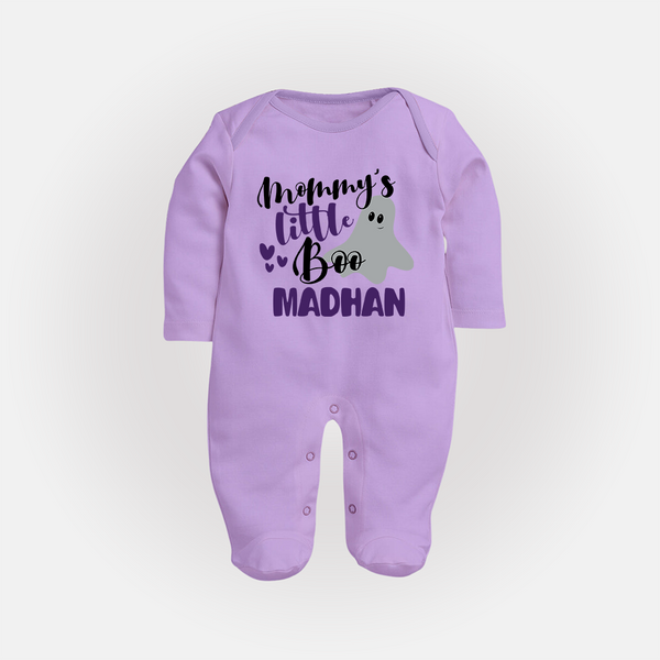 Mommy's Little Boo Ghost Print Baby Full Body Suit  - LILAC - New Born (Chest 7.5")