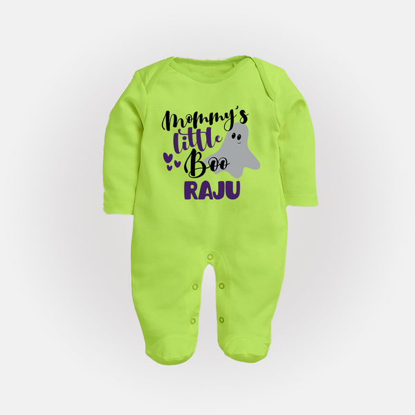 Mommy's Little Boo Sleep Suit | Personalized Baby Sleep Suit for Festival Celebration - LIME GREEN - New Born (Chest 7.5")