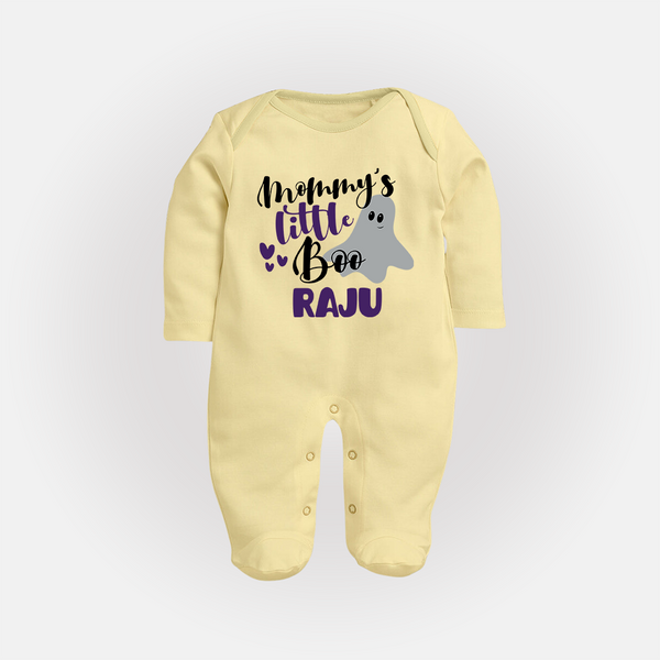 Mommy's Little Boo Sleep Suit | Personalized Baby Sleep Suit for Festival Celebration - PASTEL YELLOW - New Born (Chest 7.5")