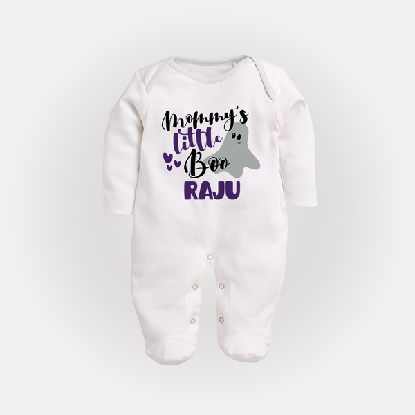Mommy's Little Boo Sleep Suit | Personalized Baby Sleep Suit for Festival Celebration - WHITE - New Born (Chest 7.5")