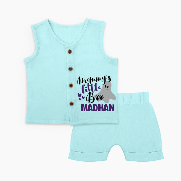 Mommy's Little Boo Ghost Print Baby Jabla Set  - BABY BLUE - 0 - 3 Months Old (Chest 9.8")