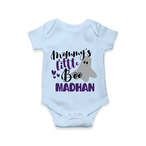 Mommy's Little Boo Ghost Print Baby Romper   - BABY BLUE - New Born (Chest 14")