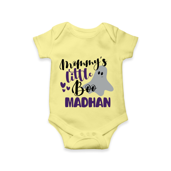 Mommy's Little Boo Ghost Print Baby Romper   - PASTEL YELLOW - New Born (Chest 14")