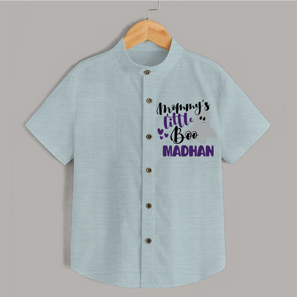Mommy's Little Boo Ghost Print Baby Kids Shirt  - ARCTIC BLUE - 0 - 6 Months Old (Chest 23")