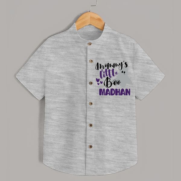Mommy's Little Boo Ghost Print Baby Kids Shirt  - GREY - 0 - 6 Months Old (Chest 23")