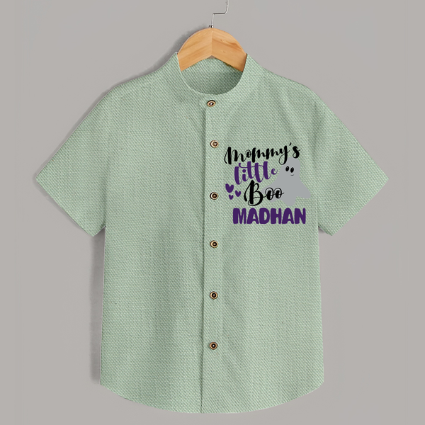 Mommy's Little Boo Ghost Print Baby Kids Shirt  - MINT GREEN - 0 - 6 Months Old (Chest 23")