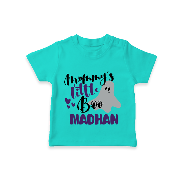 Mommy's Little Boo Ghost Print Baby Tshirt  - TEAL - 0-5 Months Old (Chest 17")