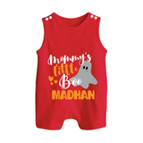 Mommy's Little Boo Ghost Print Baby Button Romper  - RED - New Born (Chest 18")