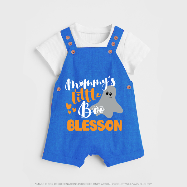 Mommy's Little Boo Dungaree Set | Personalized Baby Dungaree Set for Festival Celebration - COBALT BLUE - 0 - 5 Months Old (Chest 18")