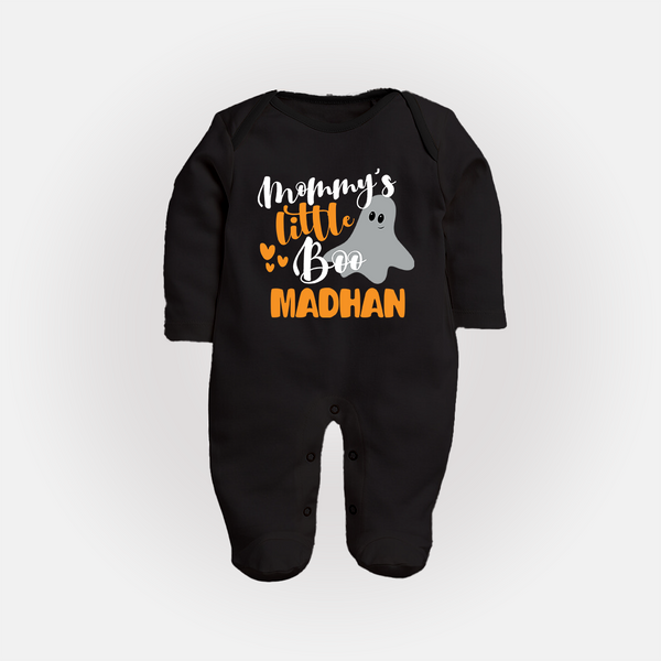 Mommy's Little Boo Ghost Print Baby Full Body Suit  - BLACK - New Born (Chest 7.5")