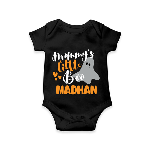 Mommy's Little Boo Ghost Print Baby Romper   - BLACK - New Born (Chest 14")