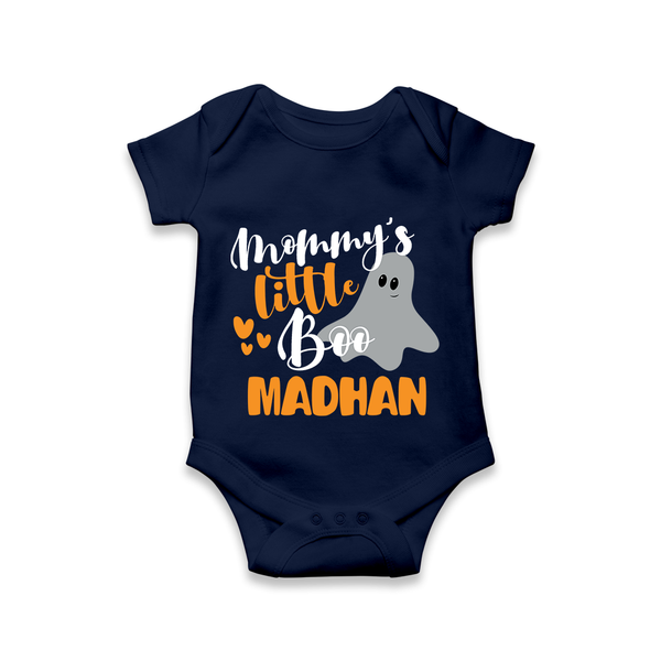Mommy's Little Boo Ghost Print Baby Romper   - NAVY BLUE - New Born (Chest 14")
