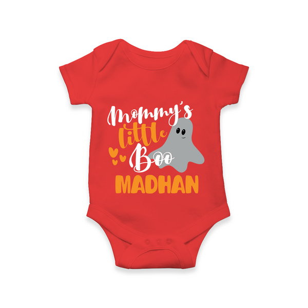 Mommy's Little Boo Ghost Print Baby Romper   - RED - New Born (Chest 14")