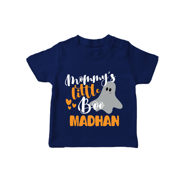 Mommy's Little Boo Ghost Print Baby Tshirt  - NAVY BLUE - 0-5 Months Old (Chest 17")