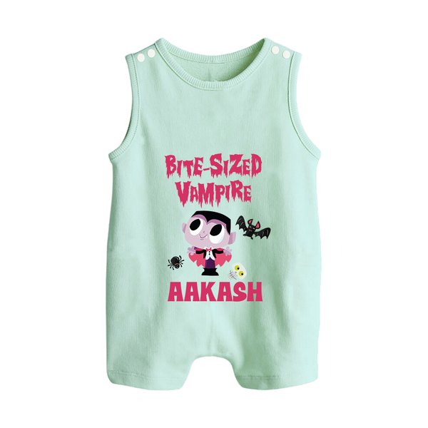 Bite-Sized Vampire Romper Suit | Custom Baby Romper Suit for Halloween - MINT GREEN - 0 - 5 Months Old (Chest 18")