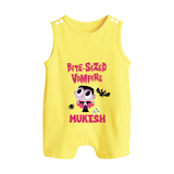 Bite-Sized Vampire Print Baby Button Romper  - PASTEL YELLOW - New Born (Chest 18")