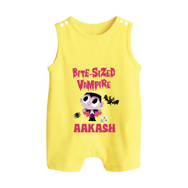 Bite-Sized Vampire Romper Suit | Custom Baby Romper Suit for Halloween - PASTEL YELLOW - 0 - 5 Months Old (Chest 18")