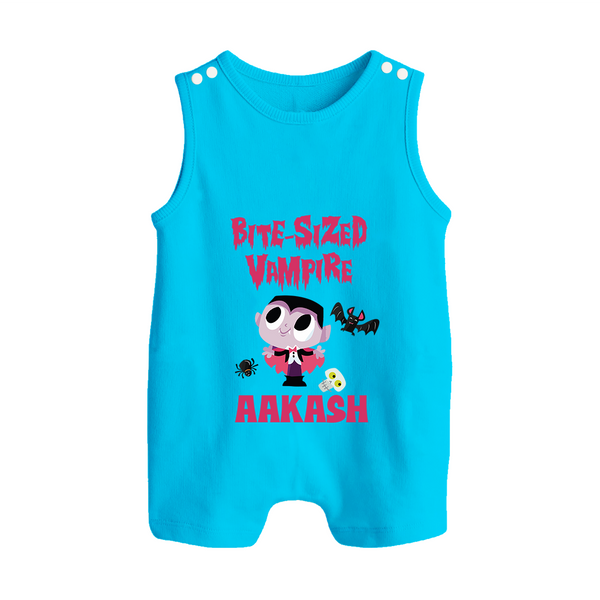 Bite-Sized Vampire Romper Suit | Custom Baby Romper Suit for Halloween - SKY BLUE - 0 - 5 Months Old (Chest 18")