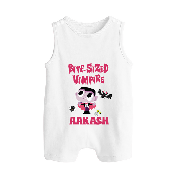 Bite-Sized Vampire Romper Suit | Custom Baby Romper Suit for Halloween - WHITE - 0 - 5 Months Old (Chest 18")