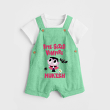 Bite-Sized Vampire Print Baby Dungaree  - GREEN - 0 - 5 Months Old (Chest 18")