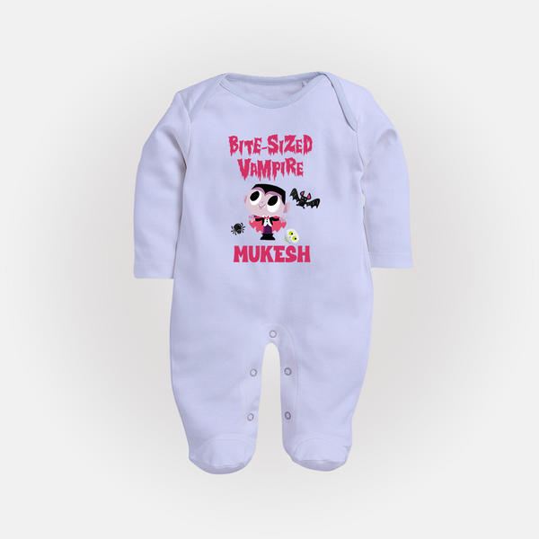 Bite-Sized Vampire Print Baby Full Body Suit  - BABY BLUE - New Born (Chest 7.5")