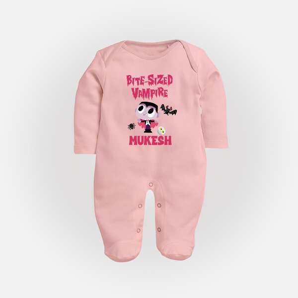 Bite-Sized Vampire Print Baby Full Body Suit  - BABY PINK - New Born (Chest 7.5")