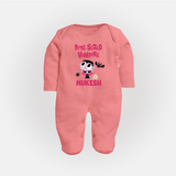 Bite-Sized Vampire Print Baby Full Body Suit  - PEACH - New Born (Chest 7.5")