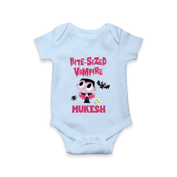 Bite-Sized Vampire Print Baby Romper   - BABY BLUE - New Born (Chest 14")