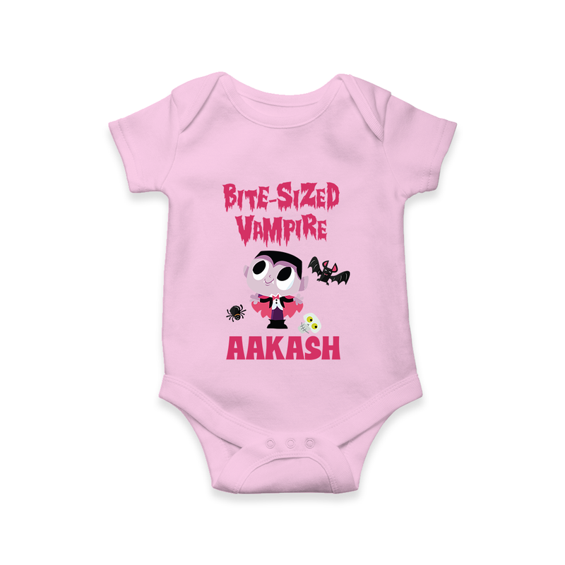 Bite-Sized Vampire Romper | Custom Baby Romper for Halloween - BABY PINK - New Born (Chest 14")