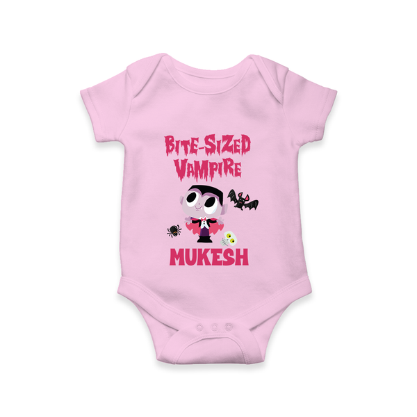 Bite-Sized Vampire Print Baby Romper   - BABY PINK - New Born (Chest 14")